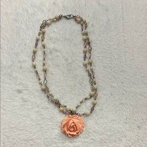 Peach Floral Pendant Necklace